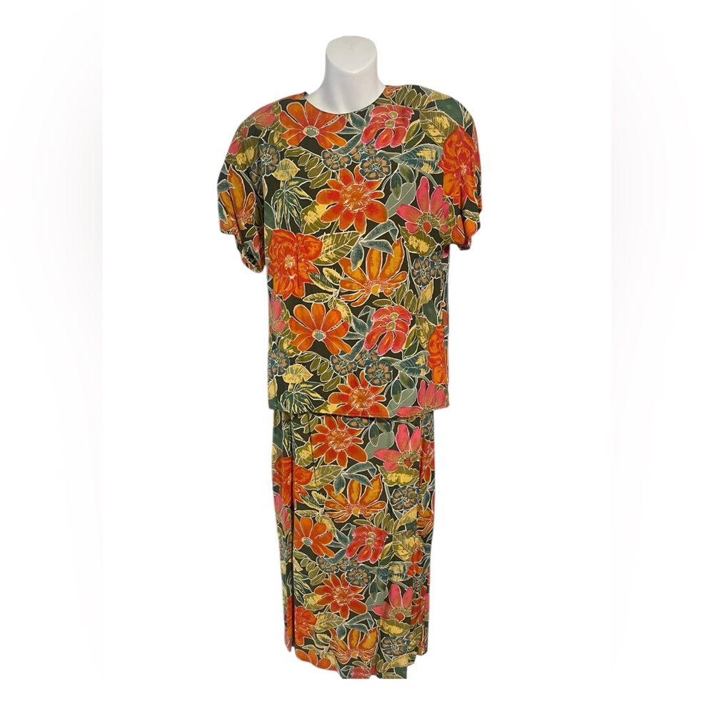 VTG Ellen Figg 2pc Maxi Skirt & Top Floral Set Sz 8 Cottagecore Grandmacore NWT